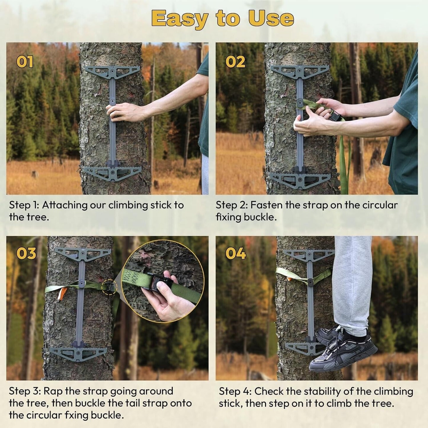 Climbing Sticks,Aluminum Non-Slip Hunting Climbing Steps,Lightweight Tree Climbi