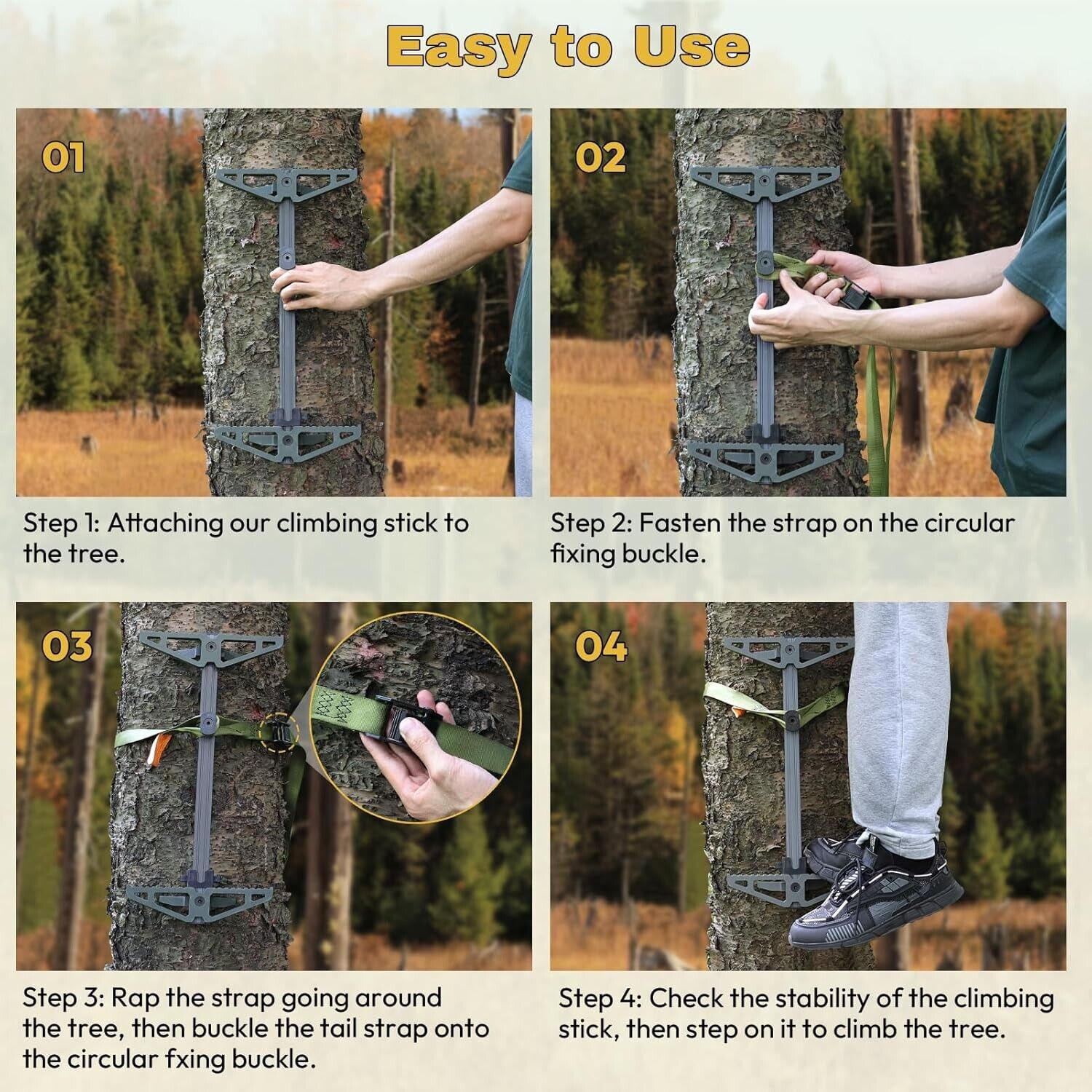 Climbing Sticks,Aluminum Non-Slip Hunting Climbing Steps,Lightweight Tree Climbi