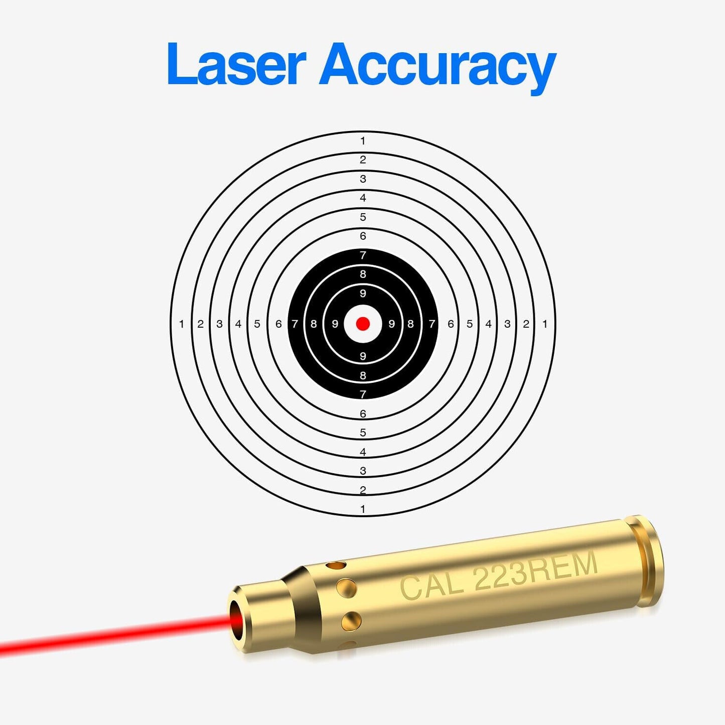 223 5.56mm Red Laser Bore Sight Brass Cartridge Bullet Shap Boresighter 6Battery