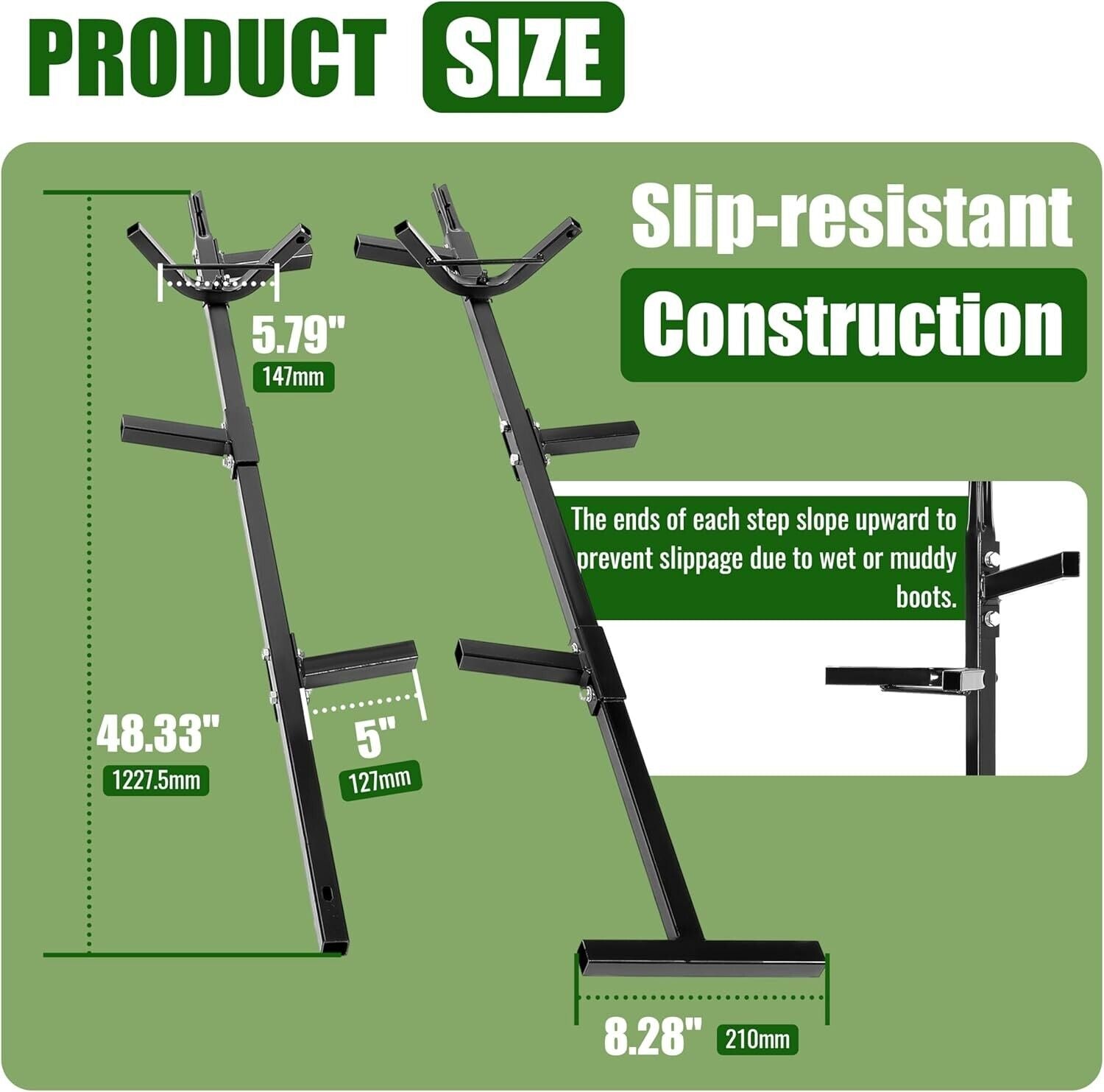 20 ft Double Step Tree Ladder Outdoors Slip Resistant Ladder Climbing Stick Ladd