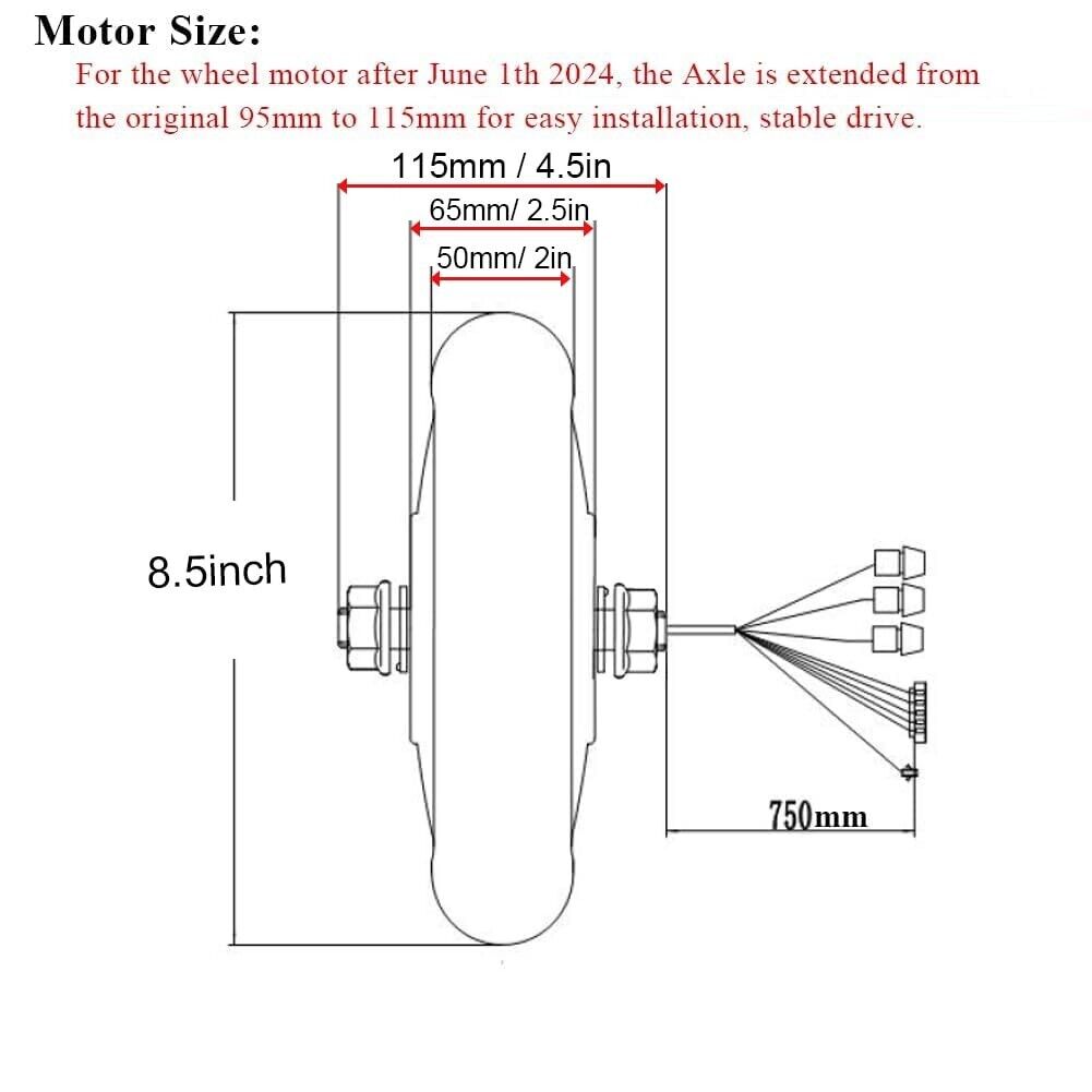 Scooter Hub Motor 36V 300W Electric Wheel Motor 8.5in Brushless 30H Magnet 800RP