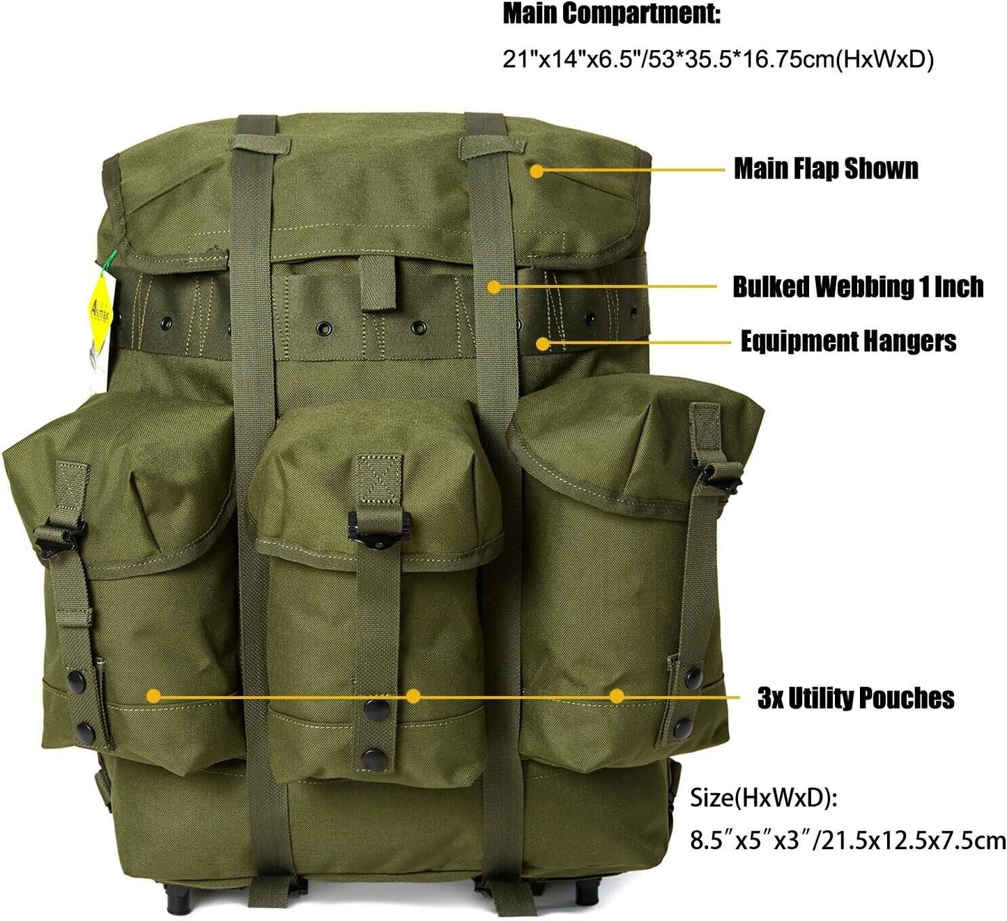 MT Military Alice Medium Pack OD Army Survival Combat ALICE Rucksack Backpack