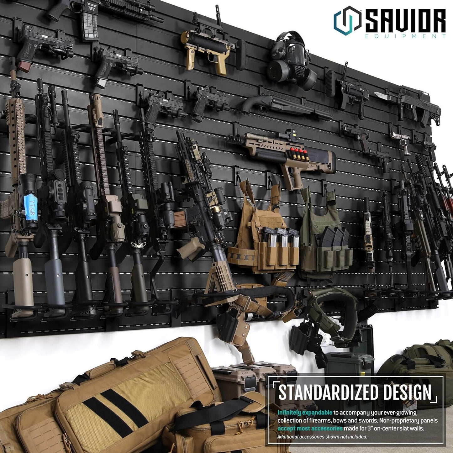 Savior Wall Rack System 6 Rifle Carbine Shotgun Vertical Display Mount Hooks