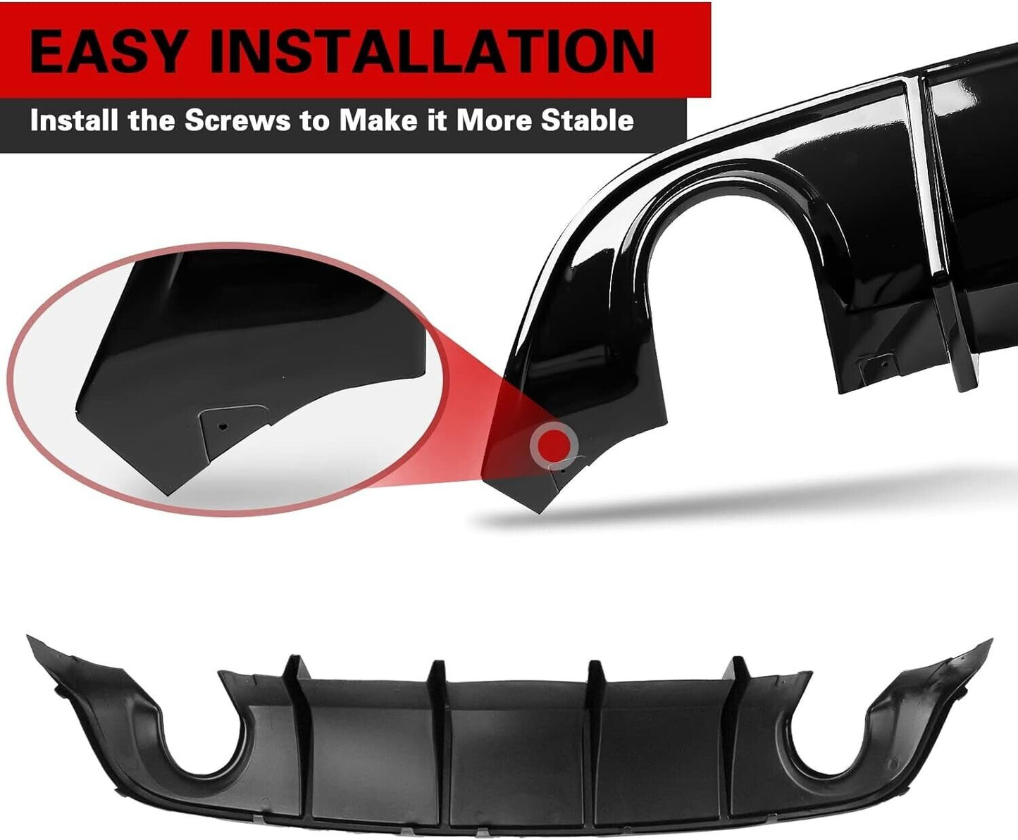 Charger V3 Style Rear Diffuser/ Rear Valance SRT Rear Lip 2015-2023 Gloss Blackl