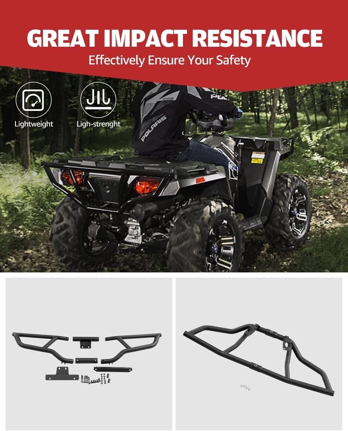 Front & Rear Brush Guard Bumper 2Pcs Compatible with 2014-2023 Polaris Sportsman