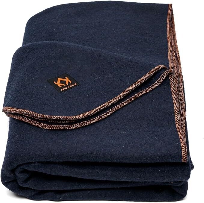 Arcturus Wool Blanket - 4.5 lbs, Warm, Washable, 64" x 88" (Military Navy Blue)