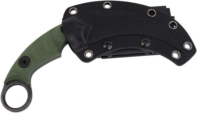 Survival Claw Tactical Knife w/teeth, Karambit fixed blade with kydex sheath