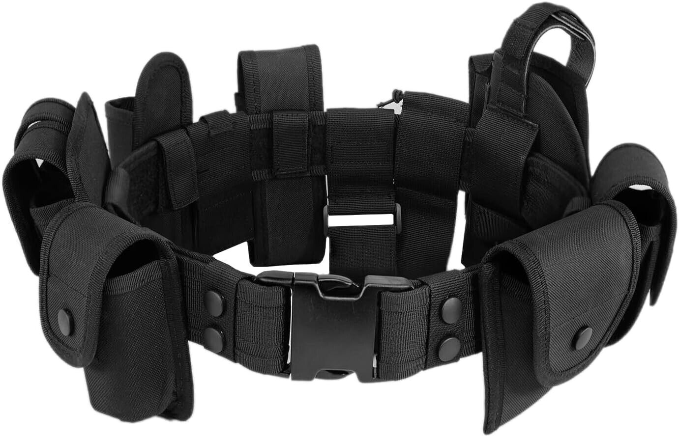 Black Tactical Nylon police Security Guard Duty Belt Utility Kit System w/ Pouch