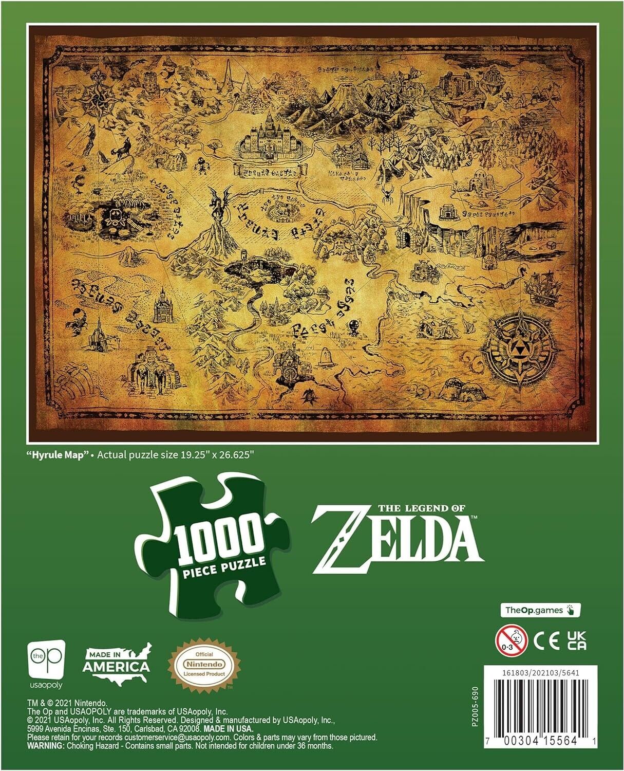 Legend Of Zelda Hyrule Map 1000 Pc Jigsaw Puzzle Usaopoly NEW/SEALED