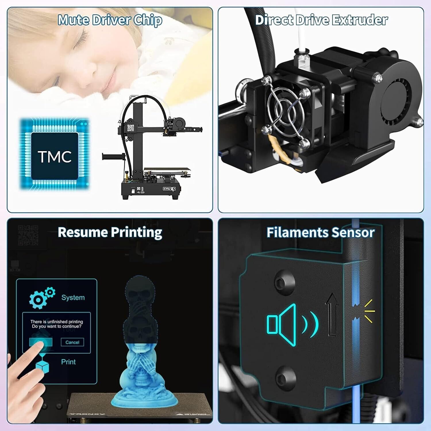 New 3D Printer Tronxy Crux 1 w/PEI sheet, Direct Drive Extruder, Double OSG15