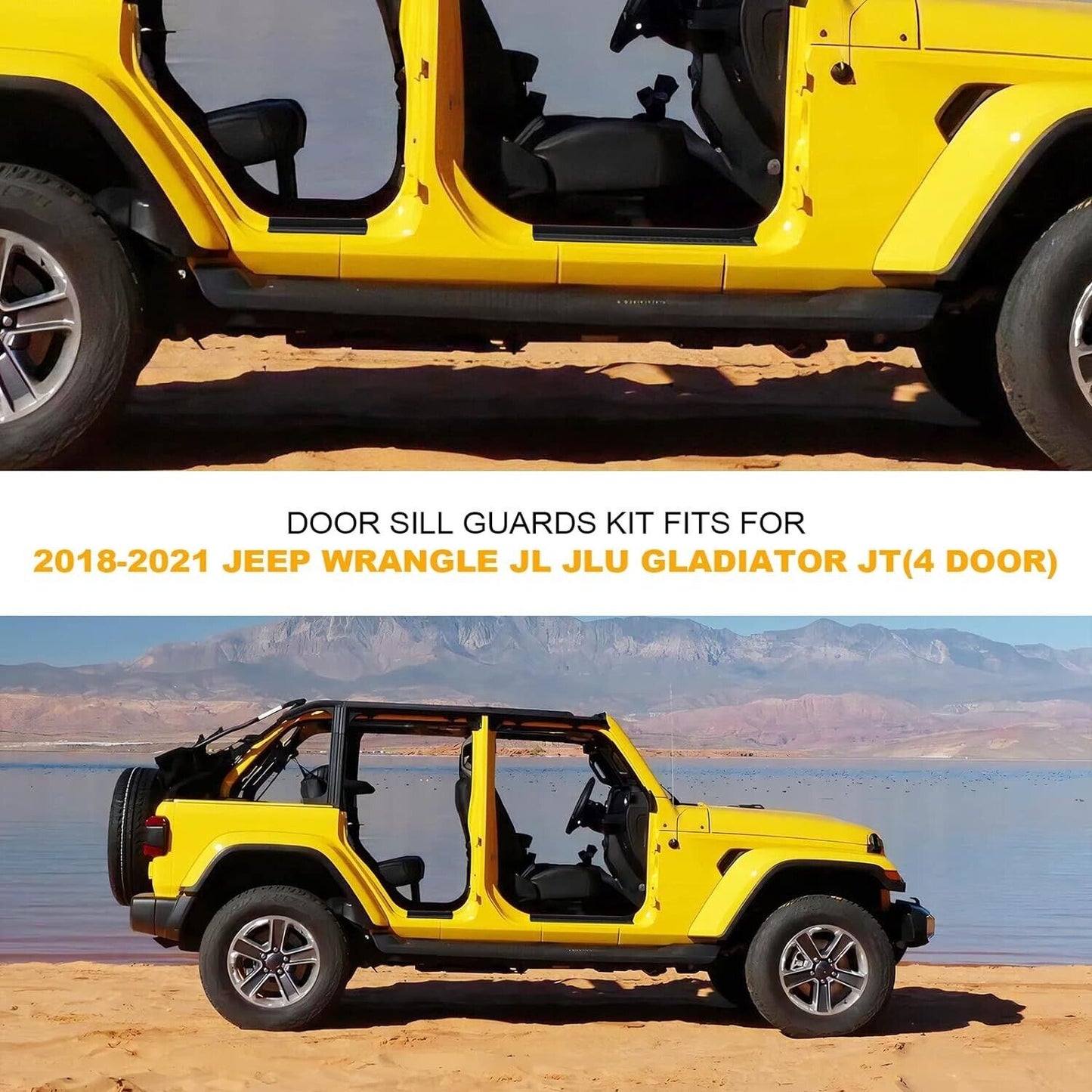 Door Sill Guards Compatible with Jeep 2018-2023 Wrangler JL JLU & 2020-2023 Glad