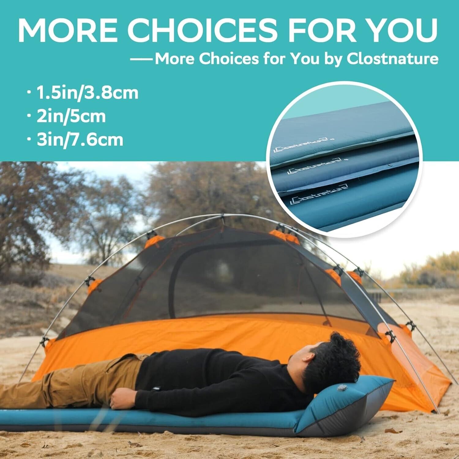 Clostnature Self Inflating Sleeping Pad for Camping - 1.5 inch Camping Pad,