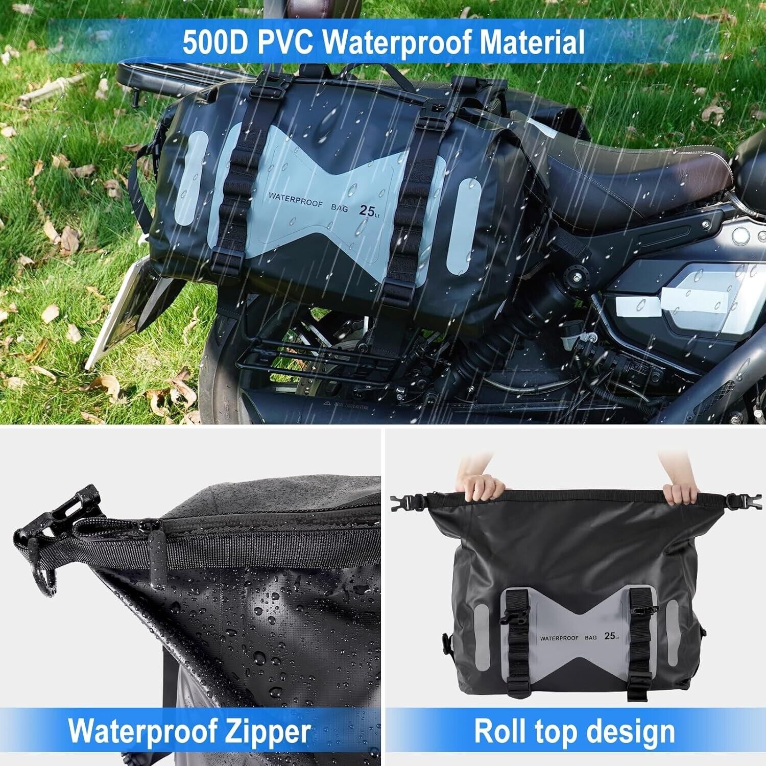 Motorcycle Saddle 2 Side Bag  Luggage Saddle Bags Waterproof PVC Saddle Bags 50L