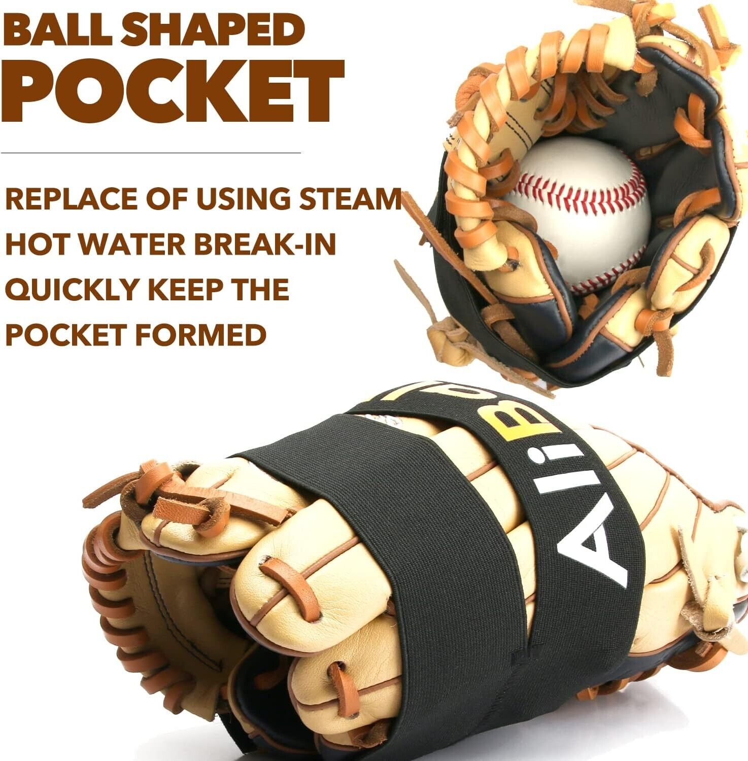 Baseball Glove Breakin Kit One Piece Construction Baseball Glove Mallet, Strap