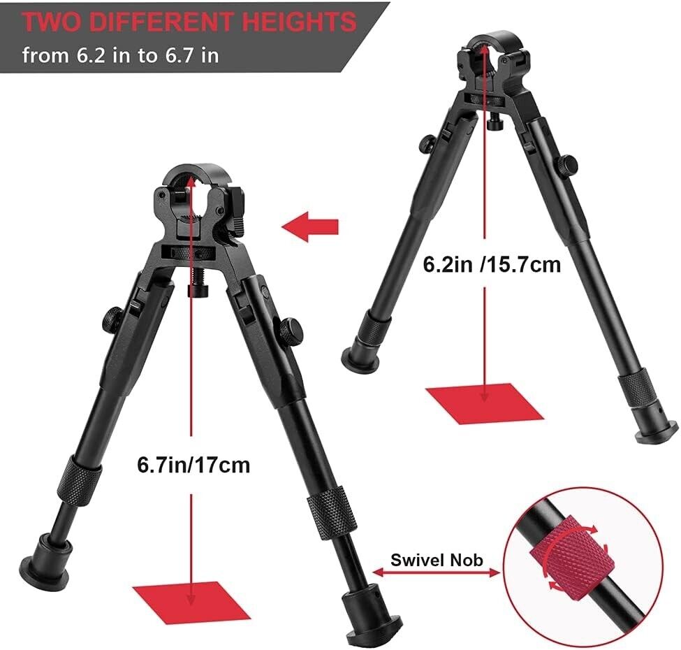 6.5"-7" Universal Clamp On Bipod Mount Folding Adjustable Tactical