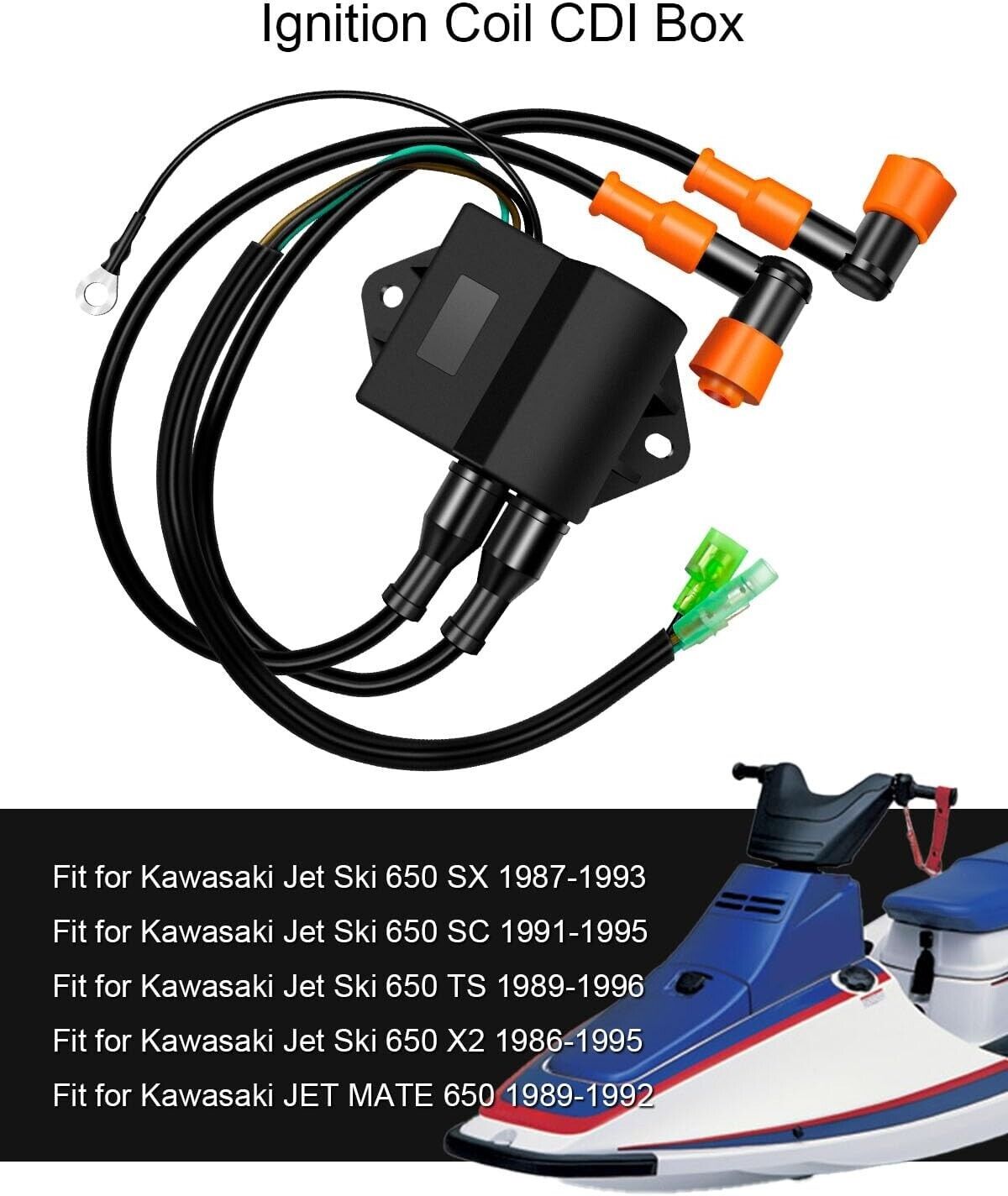 Ignition Coil for Kawasaki Jet Ski 650SX, SC, TS,X2, Jet Mate 650 87-96