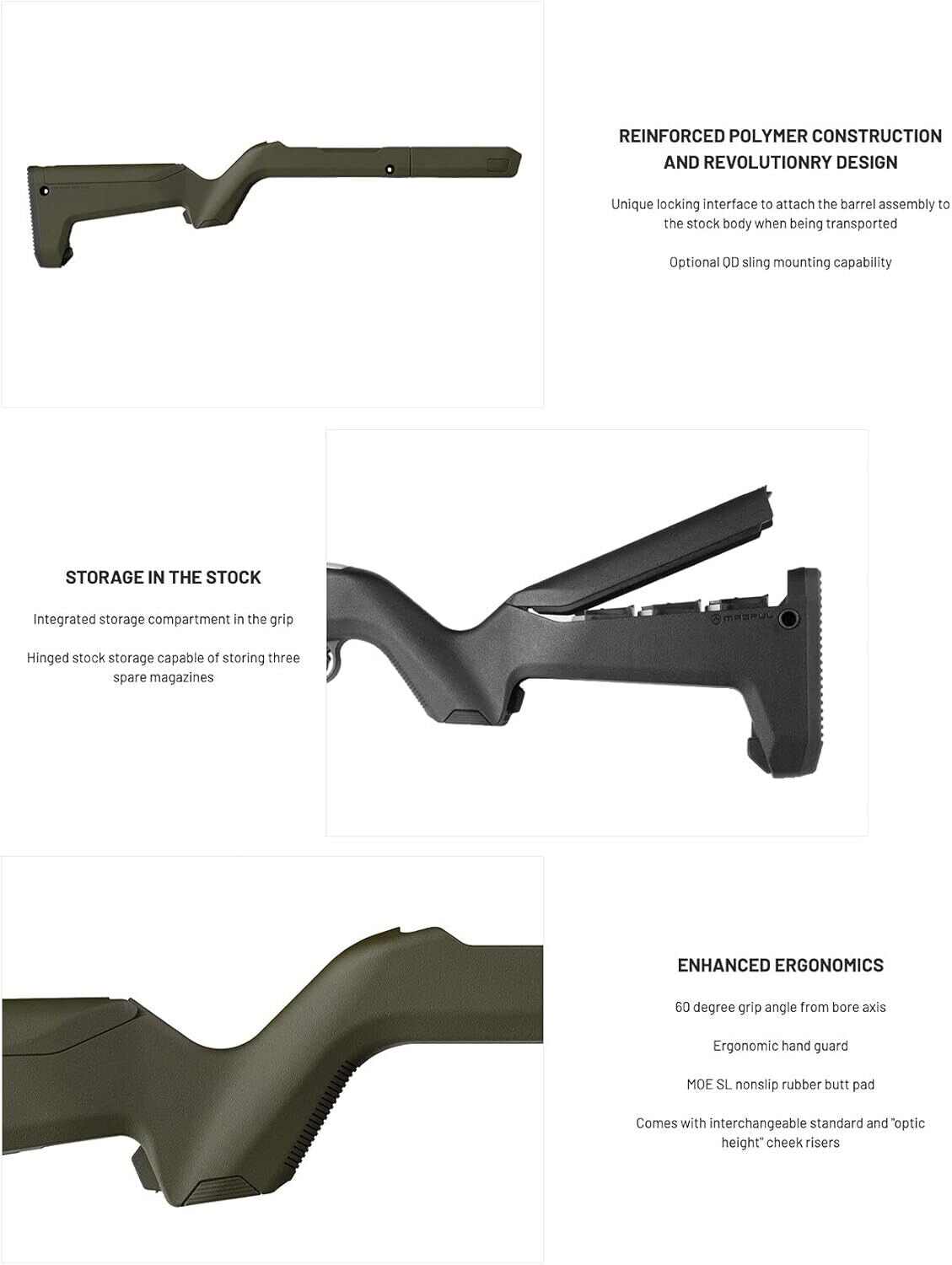 Magpul® MAG808-ODG Hunter X-22 Rifle Stock for Ruger 10/22 - ODG Green