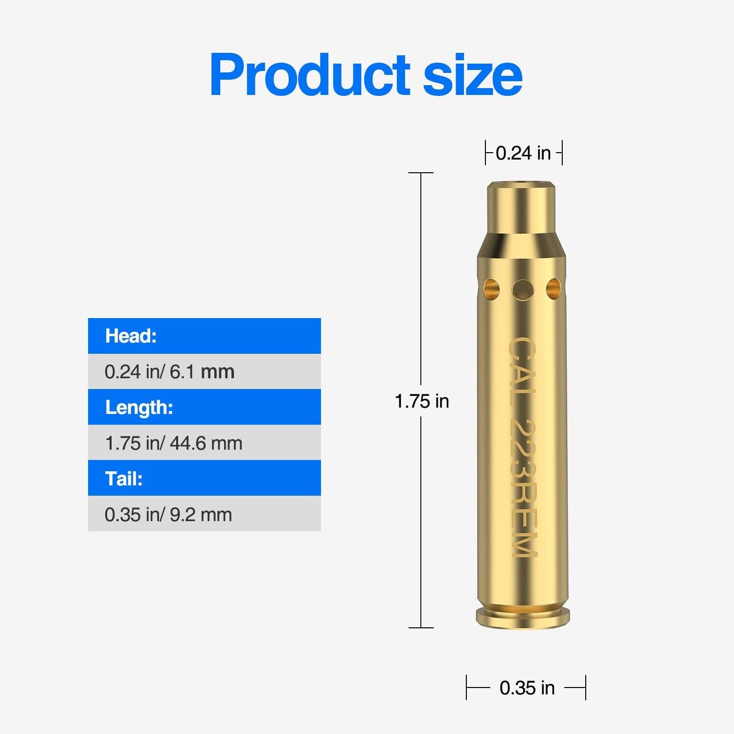 223 5.56mm Red Laser Bore Sight Brass Cartridge Bullet Shap Boresighter 6Battery