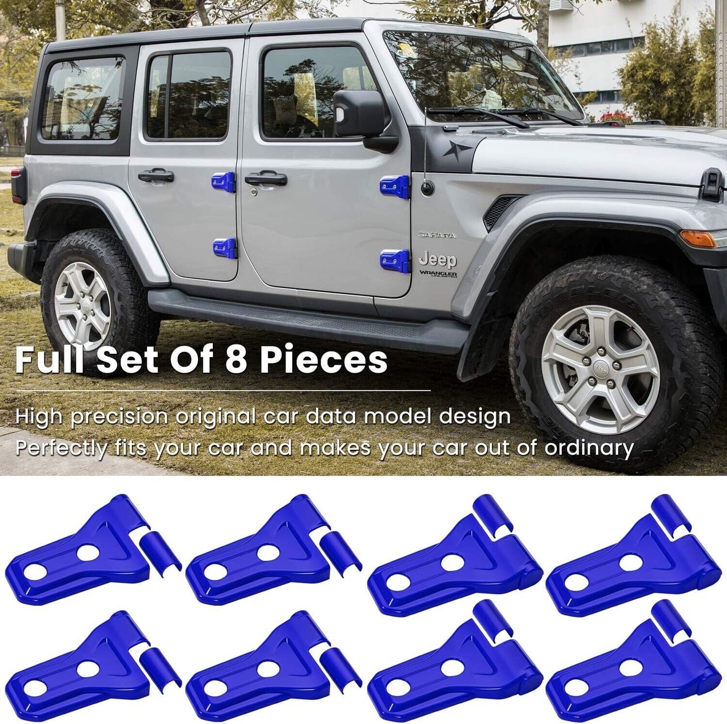 8pcs Door Hinge Cover Protector Trim Fit For Jeep Wrangler JT/JLU  JL 18-23