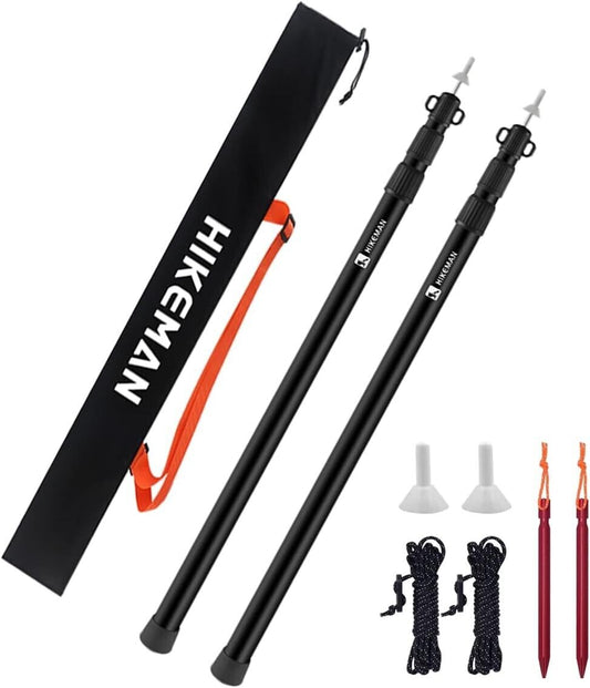 HIKEMAN Tarp Poles Adjustable Aluminum Telescoping Tarp Poles, Camping, Backpack