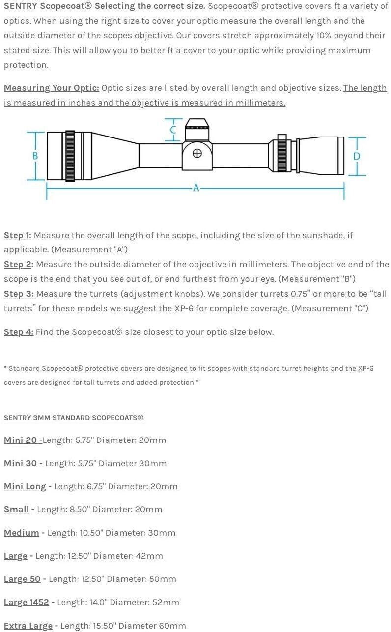 Scopecoat Standard Optic Cover Size Small fits 5.5" length x 20 MM Objective