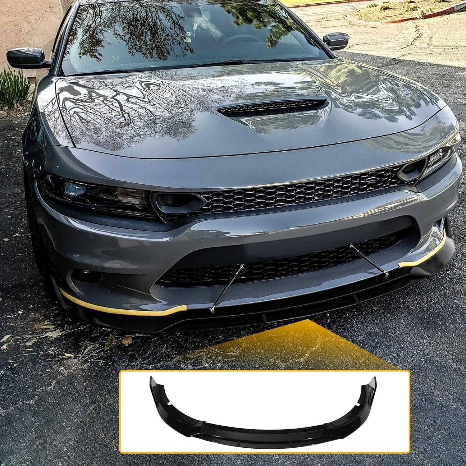 Front Bumper Lip Spoiler Splitter Chin Protector 15-23 Dodge Charger, SRT V2