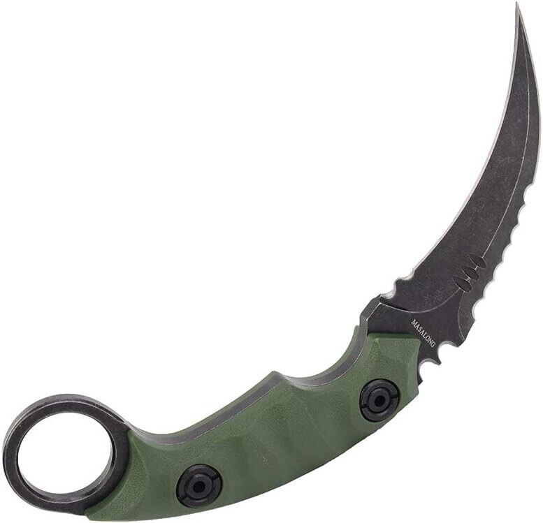 Survival Claw Tactical Knife w/teeth, Karambit fixed blade with kydex sheath