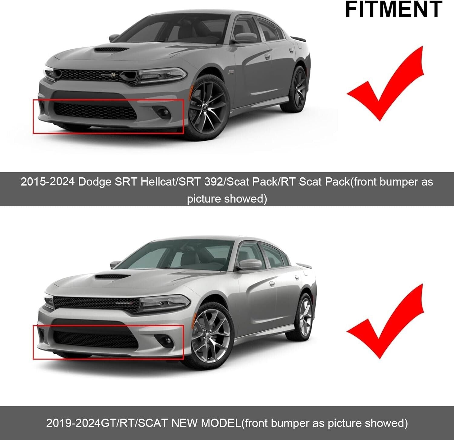 For Dodge Charger Scat Pack Left Right Front Bumper Lip Splitter Guard Protector