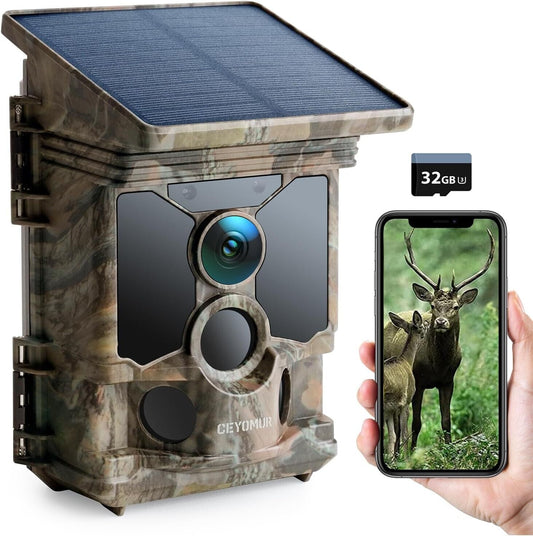 40MP Hunting Game Trail Camera Solar 4k 30Fps Wildlife Cam Night Vision+SD