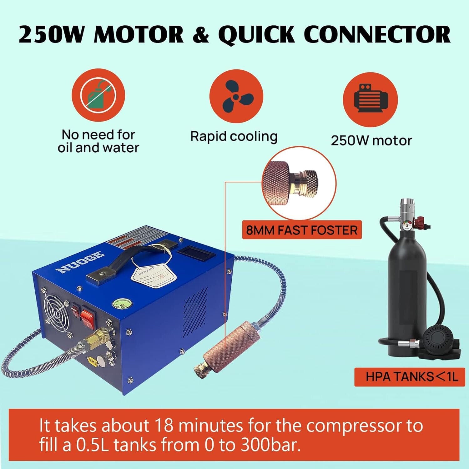 PCP Air Compressor Portable Scuba Compressor 30MPA Auto-Stop 12V/110V/220V