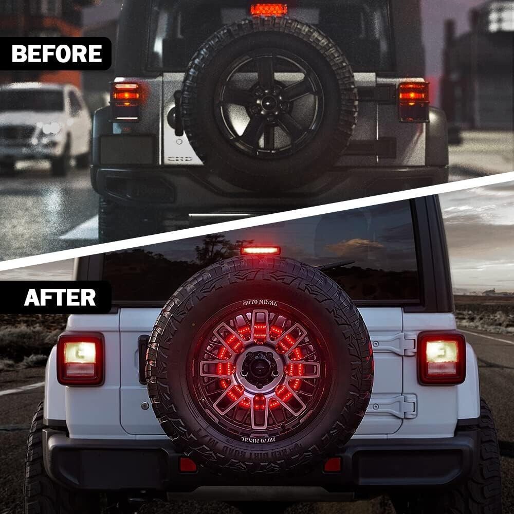 Xprite 14" Spare Wheel Tire Brake Light Tail Light for Jeep Wrangler JL 18-2022