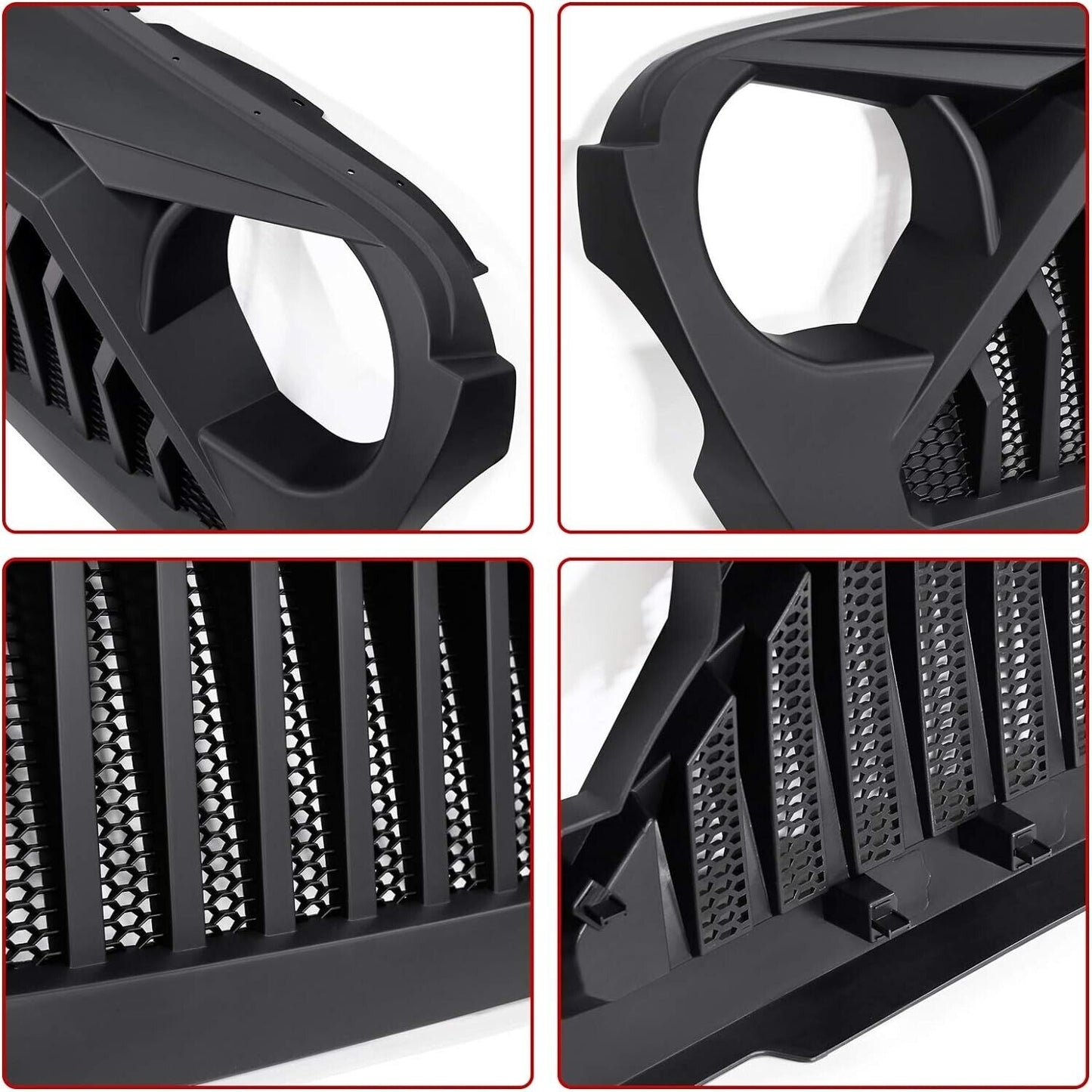 Front Grille Angry Vader Grill Matte Black For 2018-2022 Jeep Wrangler JL JT JLU