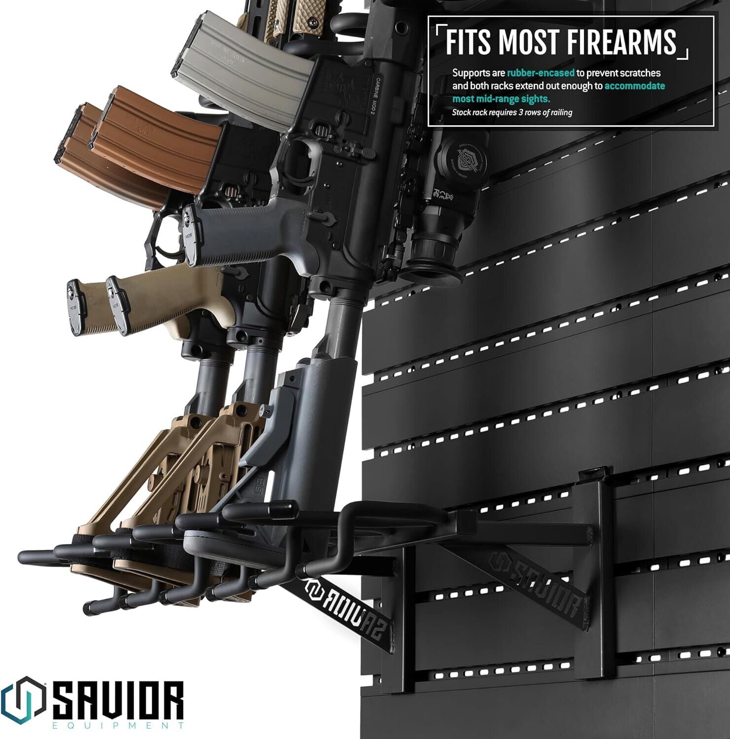 Savior Wall Rack System 6 Rifle Carbine Shotgun Vertical Display Mount Hooks