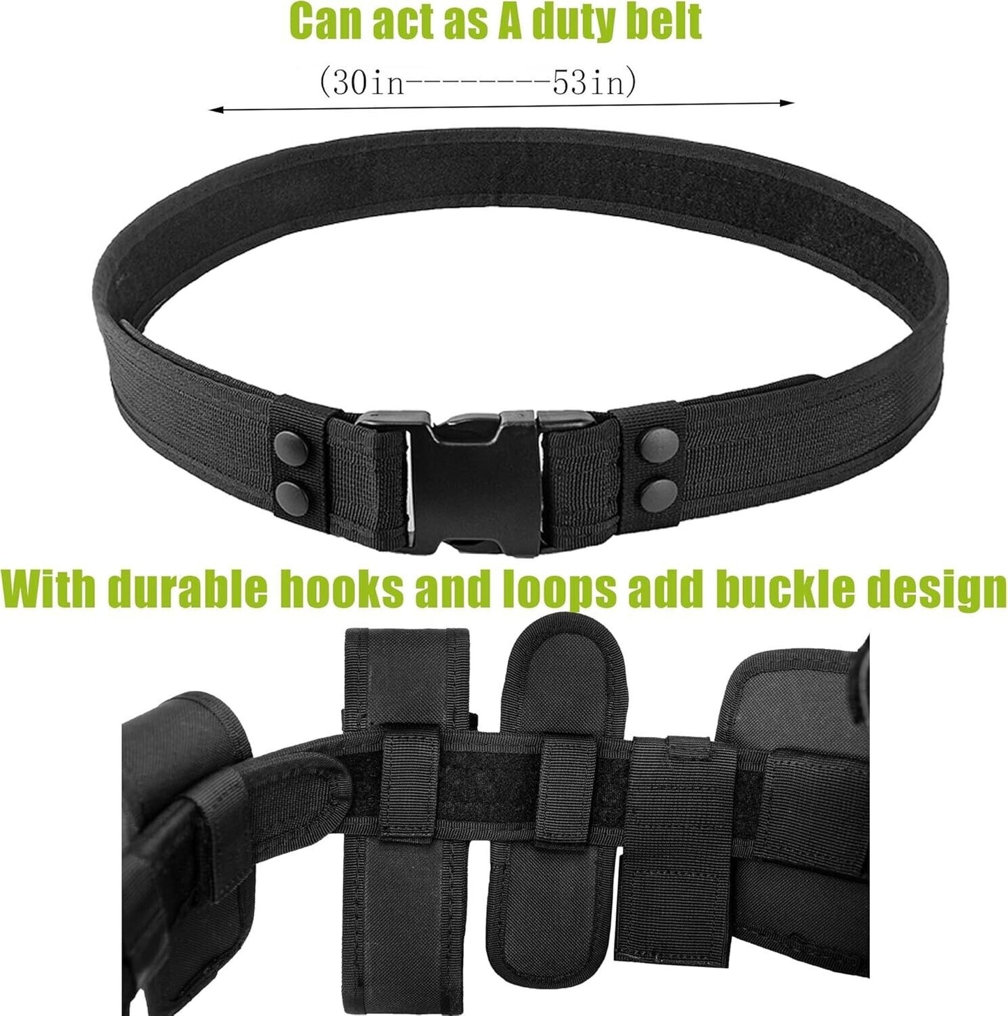 Black Tactical Nylon police Security Guard Duty Belt Utility Kit System w/ Pouch