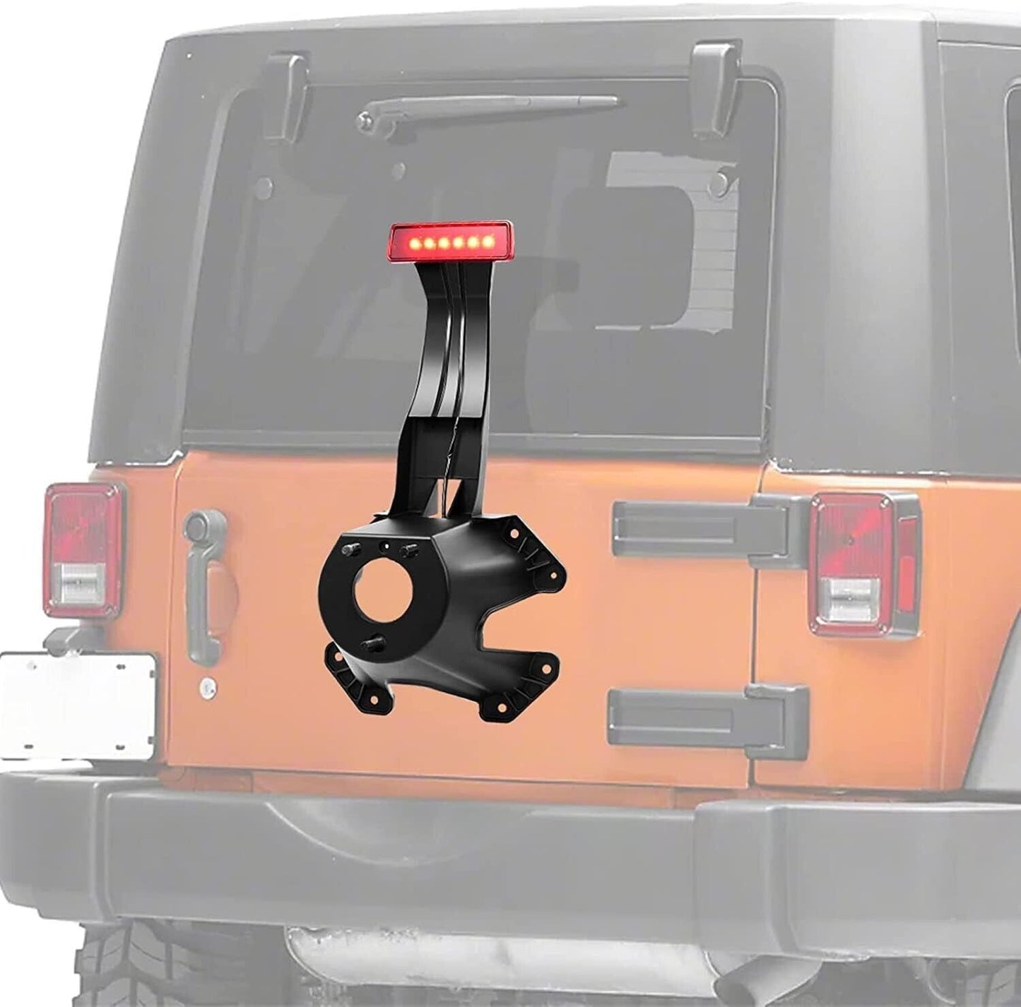 Spare Tire Bracket w/3rd brake light, high mount, wirin for 07-18 Jeep Wrangler