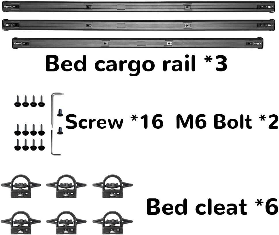 Trail Rail System Fit for 2020-2024 Jeep Gladiator Truck Bed Rails Tie Down Rail