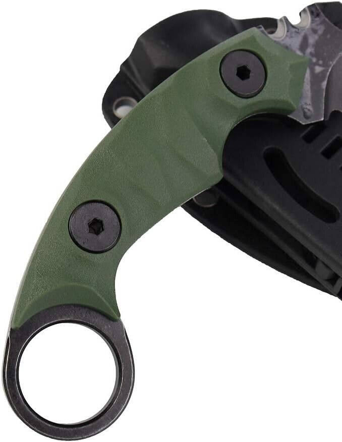 Survival Claw Tactical Knife w/teeth, Karambit fixed blade with kydex sheath