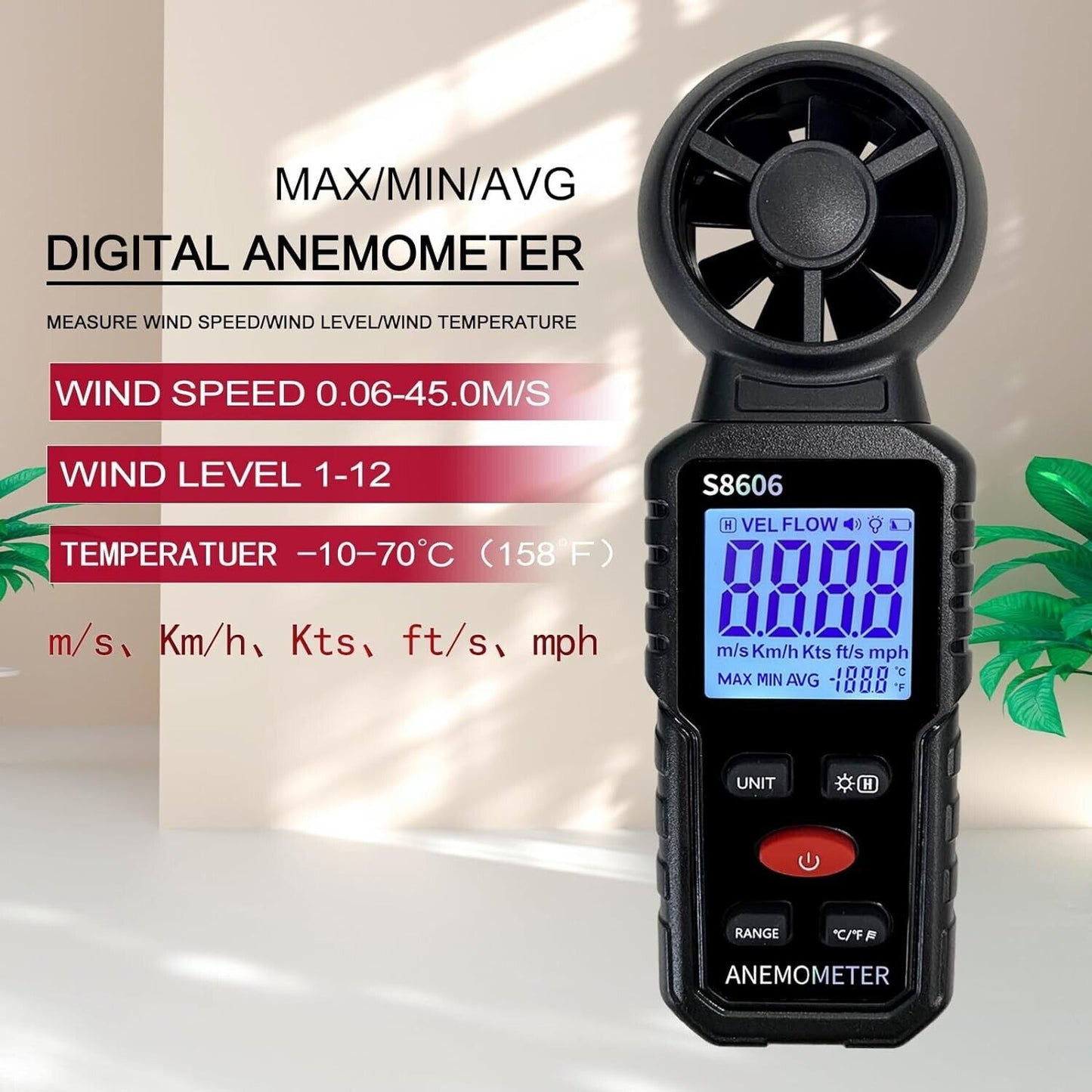 3n1 Handheld Anemometer Wind Speed Meter speedometer thermometer shooting sailin