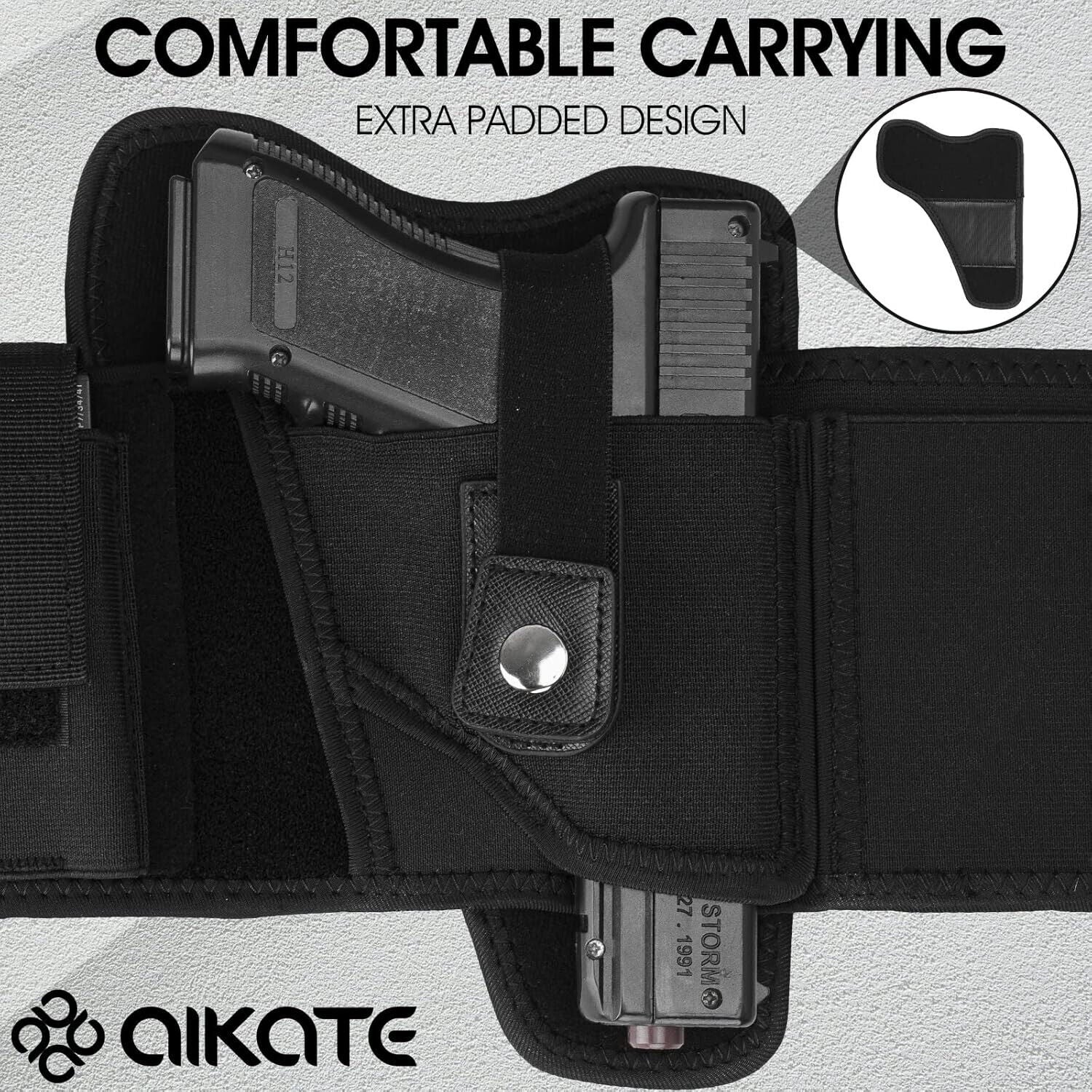 Upgraded Concealed Carry Belly Band Holster Unisex, Sig P365 Glock Ruger S&W