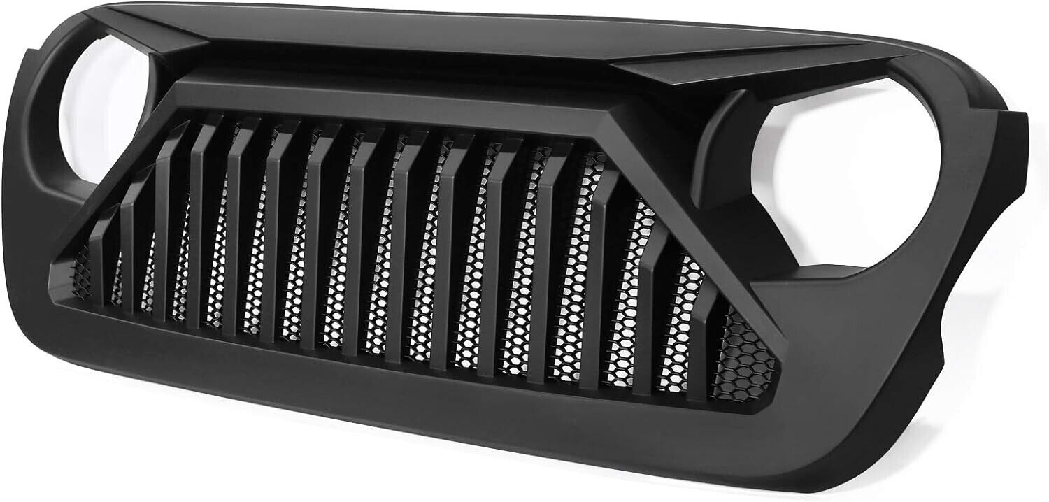 Front Grille Angry Vader Grill Matte Black For 2018-2022 Jeep Wrangler JL JT JLU