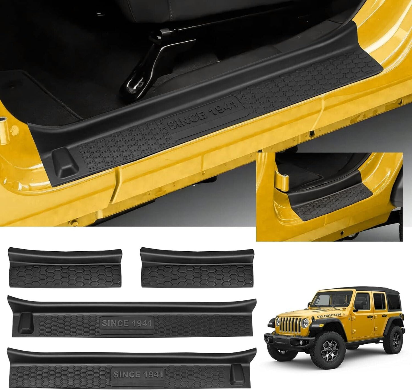 Door Sill Guards Compatible with Jeep 2018-2023 Wrangler JL JLU & 2020-2023 Glad