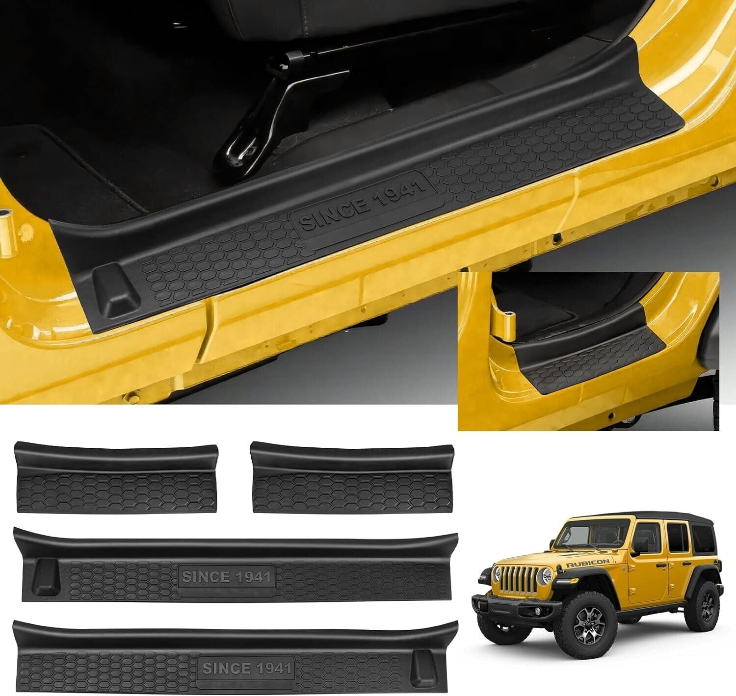 Door Sill Guards Compatible with Jeep 2018-2023 Wrangler JL JLU & 2020-2023 Glad